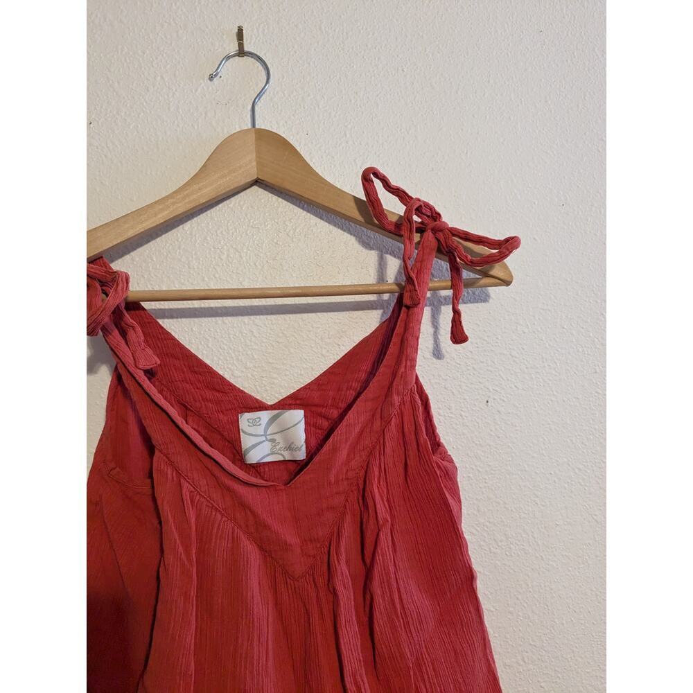 Ezekiel 100% cotton monroe‎ coral tie strap tank top size small